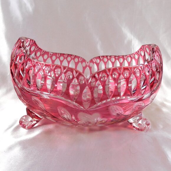 Pink Cut to Clear Footed Bowl # 25349 - Picture 1 of 5